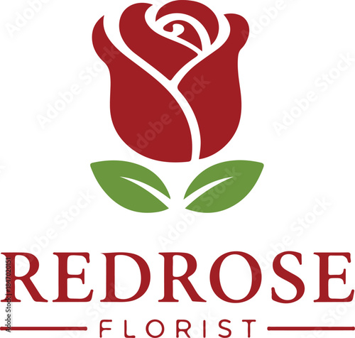 A beautiful red rose floral logo for redrose florist symbolizing elegance and freshness