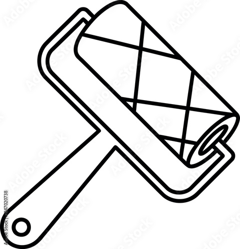 Paint roller with handle and frame illustration