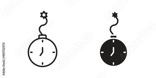 Time bomb icon element in flat simple style. Thin stroke editable icons