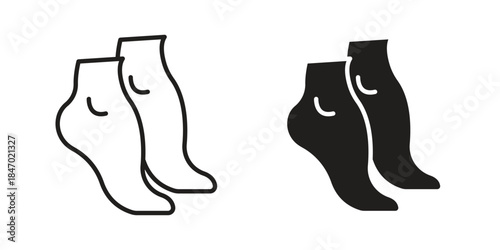 Tiptoe feet icon element in flat simple style. Thin stroke editable icons