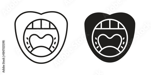 Tonsil icon element in flat simple style. Thin stroke editable icons