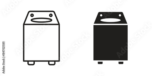 Top load washer icon element in flat simple style. Thin stroke editable icons