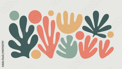 Vibrant abstract shapes in pastel colors on light background