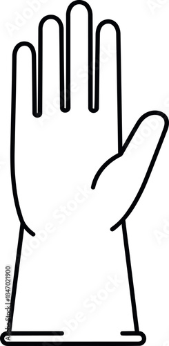 Simple line drawing of a raised glove hand gesture