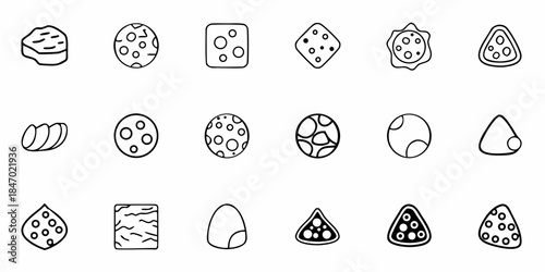 Volcanic Rocks Icons: Basalt, Lava, Igneous, Geology, Earth Science
