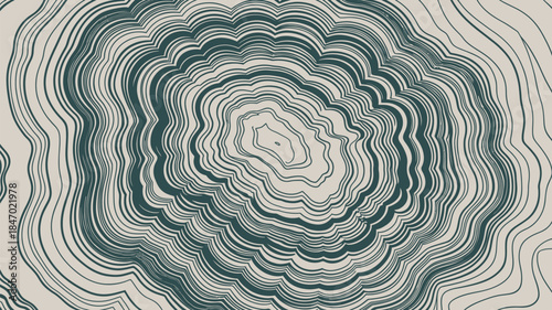 Dark green and beige abstract topographic pattern design