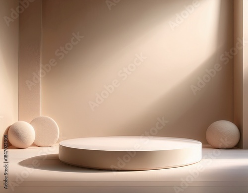 Minimal Product Podium Background with Large Copy Space for Advertising
