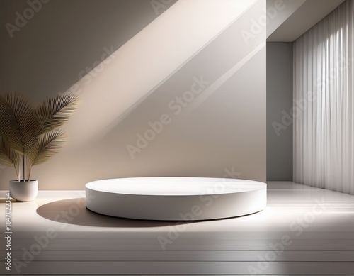 Minimal Product Podium Background with Large Copy Space for Advertising