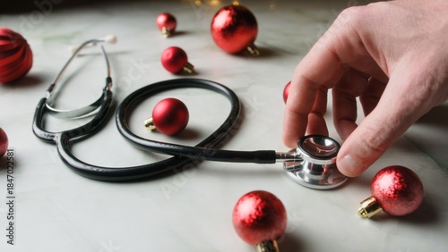 Cuadro en lienzo Private Doctor Puts Down Stethoscope for Christmas Break Holiday