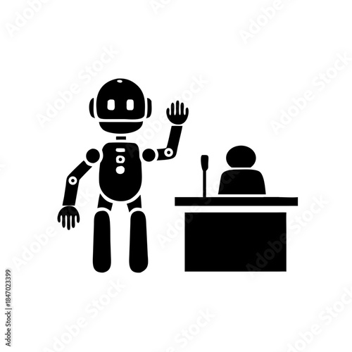 reception assistant Artificial intelligence robot greeting guests 
