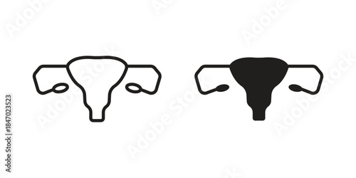 Uterus icon element in flat simple style. Thin stroke editable icons