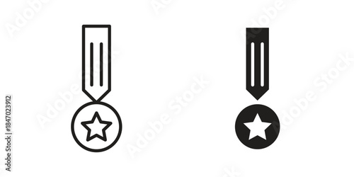 Veteran icon element in flat simple style. Thin stroke editable icons