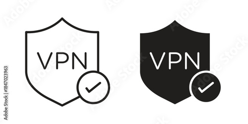 Virtual private network icon element in flat simple style. Thin stroke editable icons