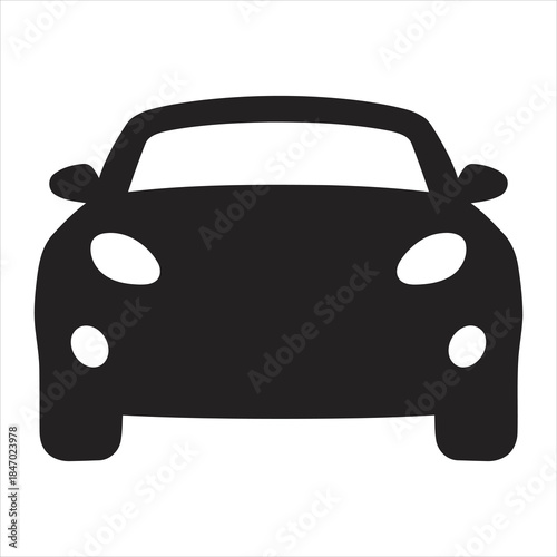 Car Front View Silhouette Vector Icon.