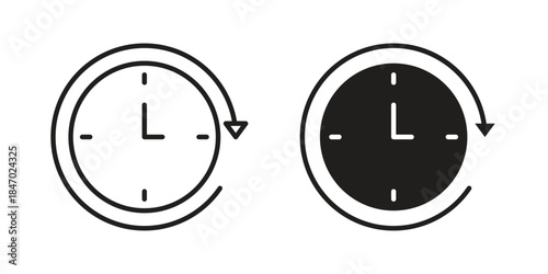 Wait time icon element in flat simple style. Thin stroke editable icons
