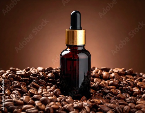 Coffee Bean Extract Dropper Bottle: Natural Essence, Roasted Aroma for Skincare, Beauty & Wellness | Organic Product Display