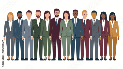 Group of professional business people standing together in suits