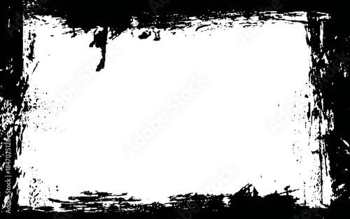 A grunge border. Abstract grunge background with worn brush texture, black frame texture, banner resource with framed effect. Space for text