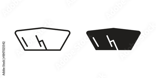 Windscreen icon element in flat simple style. Thin stroke editable icons