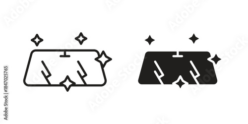 Windscreen icon element in flat simple style. Thin stroke editable icons