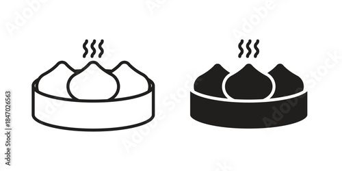 Xiao long bao icon element in flat simple style. Thin stroke editable icons