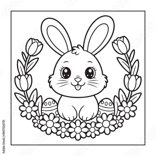 Happy Easter! Black and white coloring pages for teens, adults, and kids featuring Easter elements.