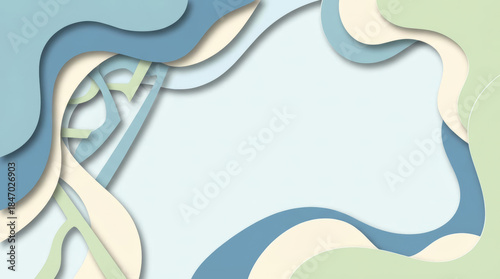 Modern Abstract Wavy Paper Cut Background with Pastel Colors for Graphic Design