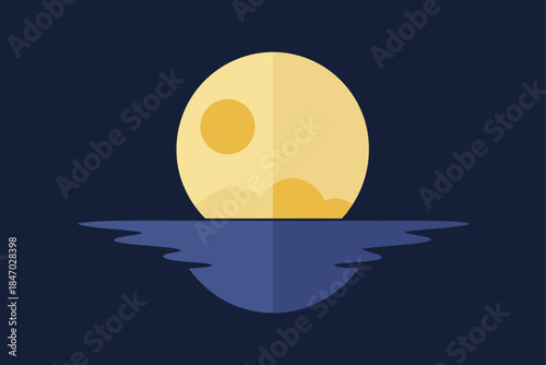 vector-design-silence-full-moon-above-still-lake