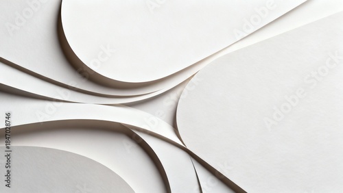 Abstract White Paper Layers with Elegant Curved Shadows for Modern Design Background