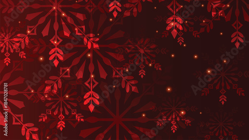 Festive Red Christmas Snowflakes Background Vector Graphic Design Template for Winter Holiday Wallpaper