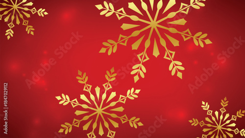 Festive Red Christmas Snowflakes Background Vector Graphic Design Template for Winter Holiday Wallpaper