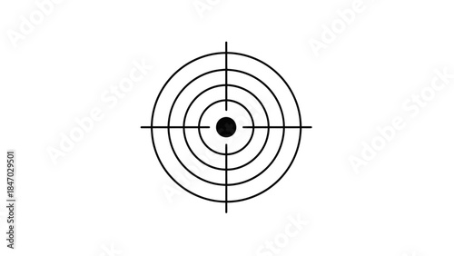 A simple black and white graphic illustration of a target symbol with concentric circles and a central dot, representing aim and precision.