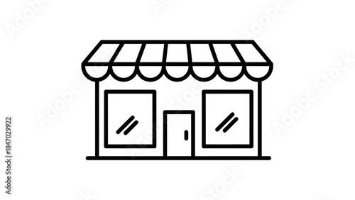 Simplicity of Retail Icon: A streamlined graphic of a shop, conveying commerce and accessibility, ideal for indicating a point of sale. 