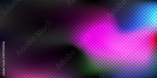 Purple blue light leak effect background. Film bokeh flare overlay. Vintage neon photo filter texture template. Exposed photography wallpaper. Abstract blur ultraviolet gradient backdrop. Vector