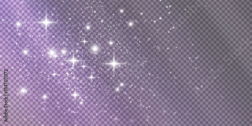 Bright directional vertical sunlight with glare. Purple flash of sun glare glow. Sun rays. Glare from the sun, dawn, light effect.