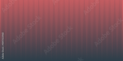 Vertical lines vector halftone pattern smooth curved structure red black abstract background. Retro styled linear half tone graphics backdrop perfect for technology-inspired design and visual effects