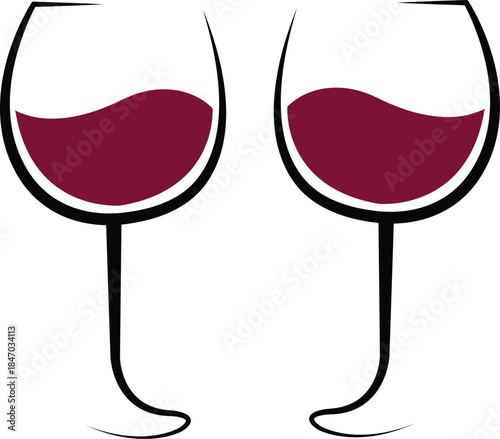 Two Glasses of Red Wine with Swirling Liquid wine glass