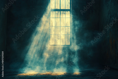 Soft Dust Particles Dancing in the Sunbeam Through a Vintage Window