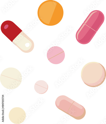 Medical pills capsules tablets illustration set isolated on white background healthcare pharmacy vector icons
