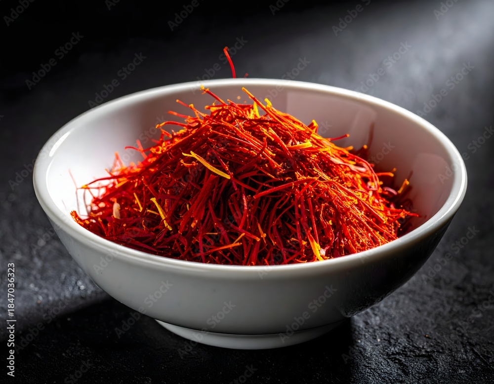 Fototapeta premium Exotic Saffron Threads in Ceramic Bowl