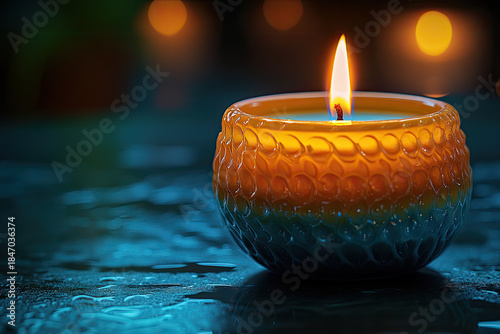 Warm Light and Shadow from a Scented Candle Flame