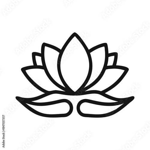 Calm Lotus Flower Icon Simple White Background