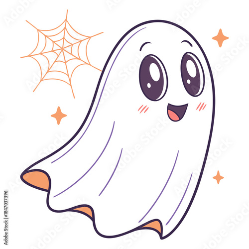Cute Ghost Icon Simple Adorable White Background