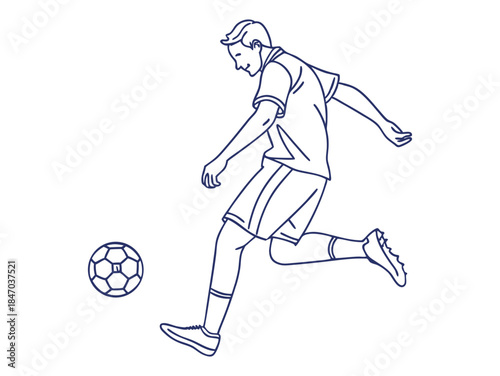 Young Athlete Soccer Trickster Line Art