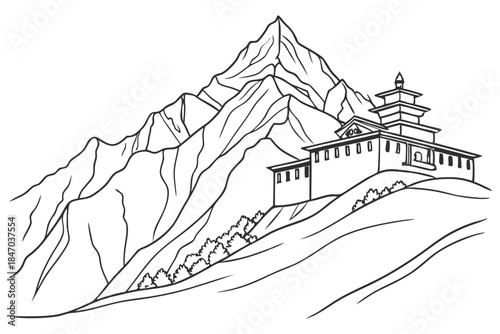 Iconic Mount Everest Outline Graphic Illustration