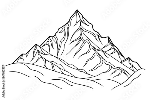 Himalaya Mount Everest Landmark Line Drawing