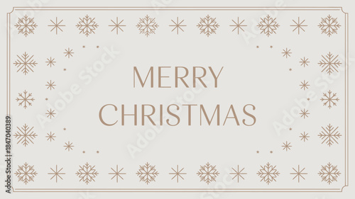 Merry Christmas festive holiday card with elegant snowflakes design