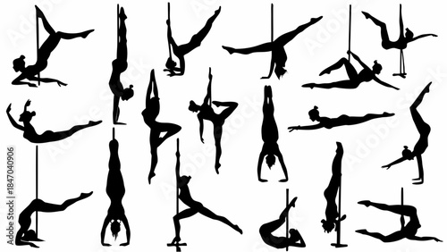Diverse aerial yoga poses for flexibility and strength
