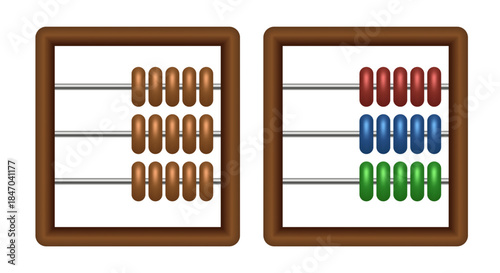 Wooden abacus icon set. Vector 3d icon isolated on white background.