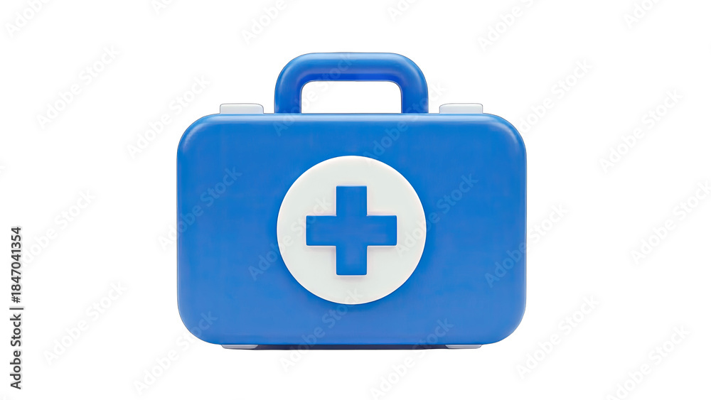 Fototapeta premium Blue First Aid Kit Isolated on White Background